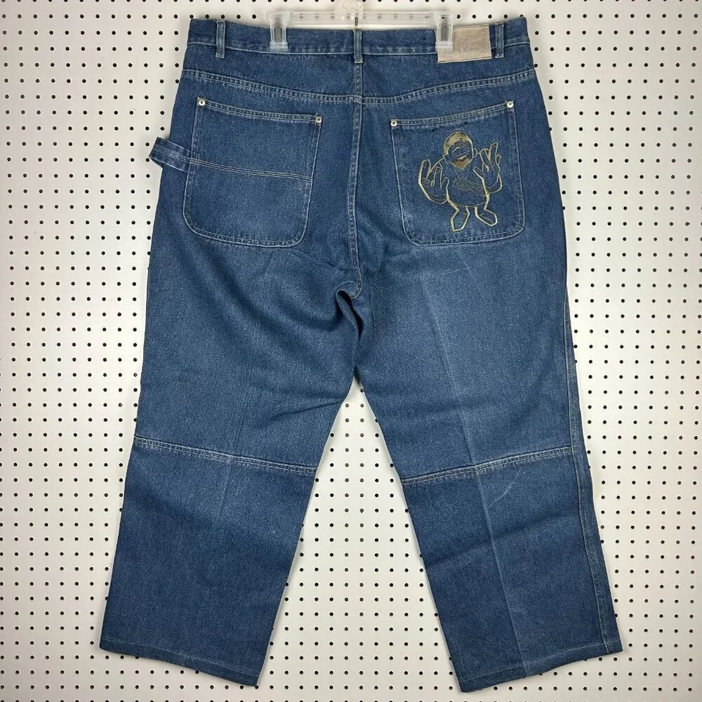 Cybertek Hip Hop Y2K Baggy Jeans 42x30 Carpenter Streetwear Skate Wide Leg Denim